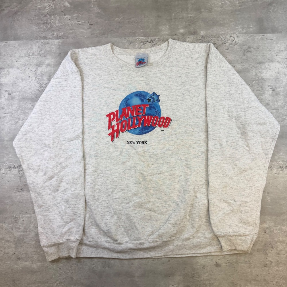 Vintage Planet Hollywood New York Sweatshirt Heather Gray Made in USA 90s L/XL